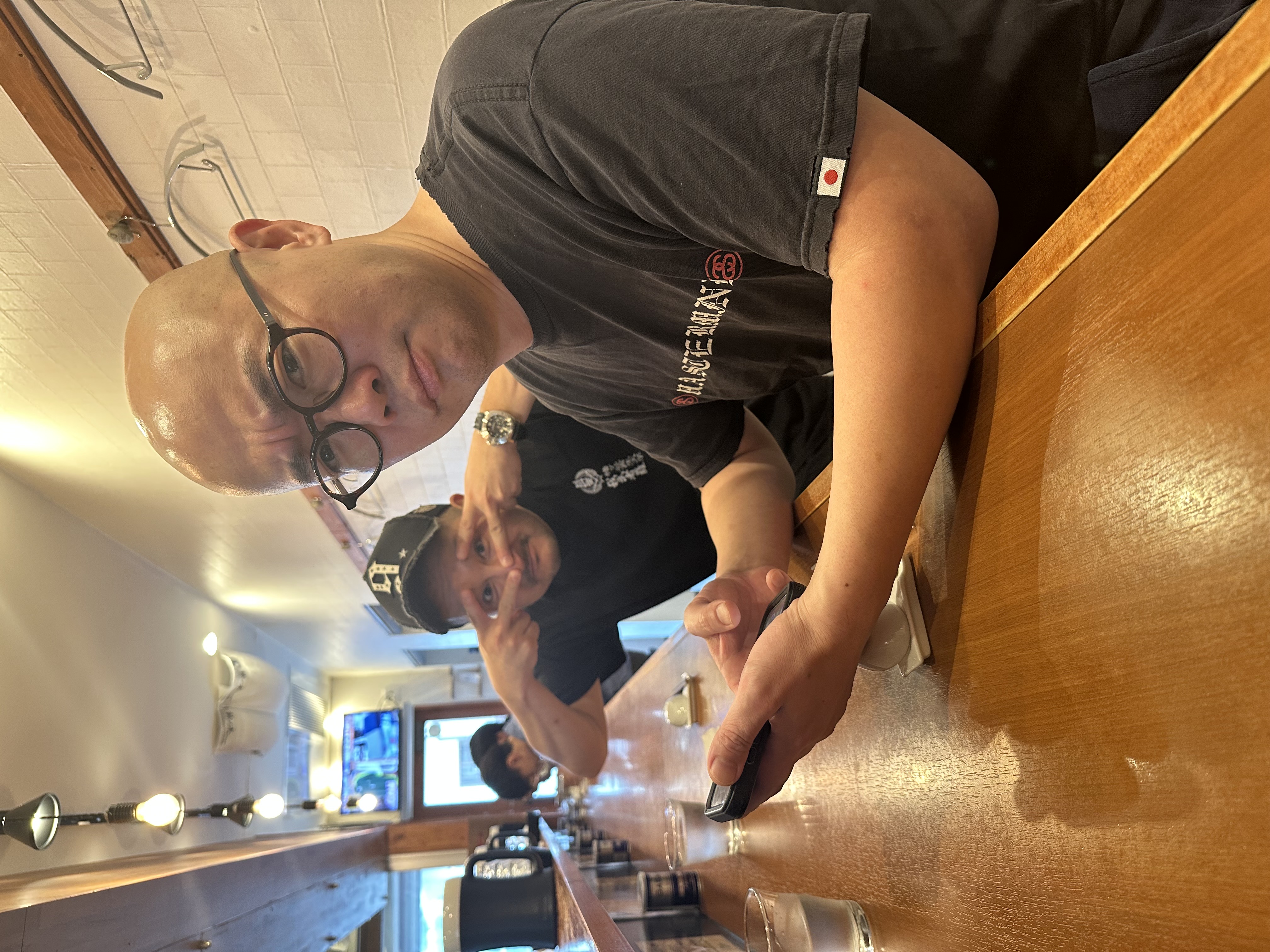 麺壁九年の石岡店主、麺亭 英の土屋店主と鈴ノ木を訪問した際の写真