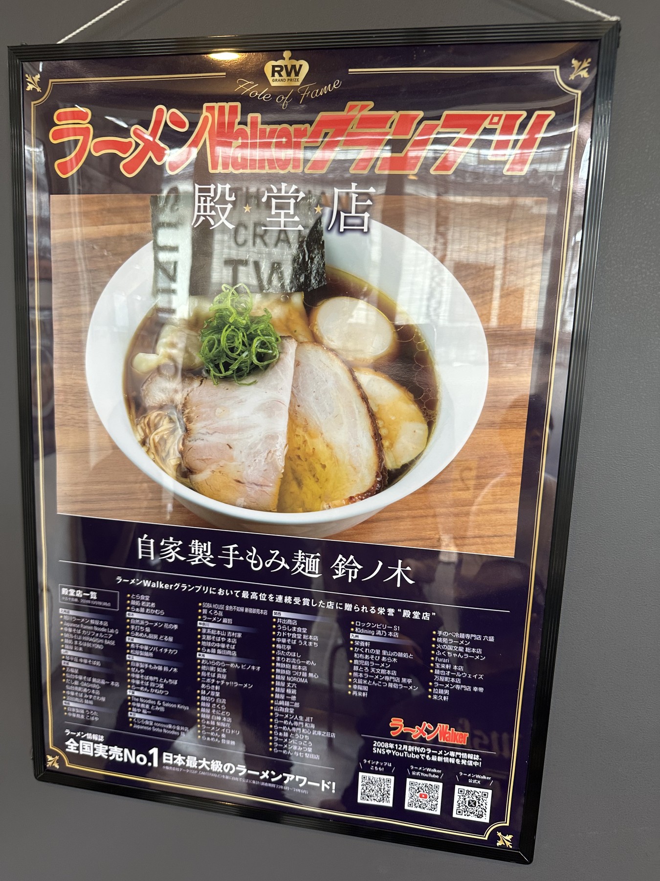 ラーメンWalkerグランプリ殿堂店の掲示